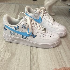 Nike Air Force ones AF1 blue custom butterfly